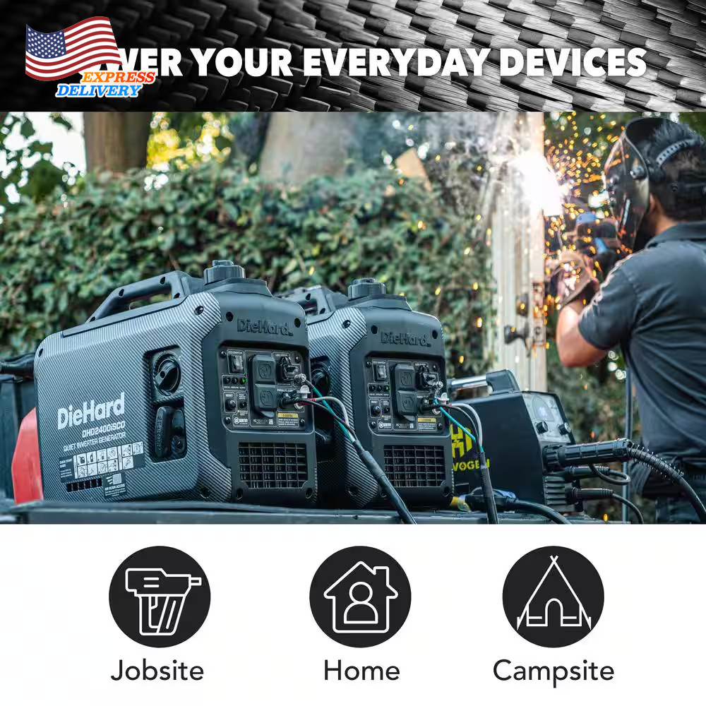 2400-Watt Recoil Start Portable Gasoline Powered Inverter Generator w/CO Alert
