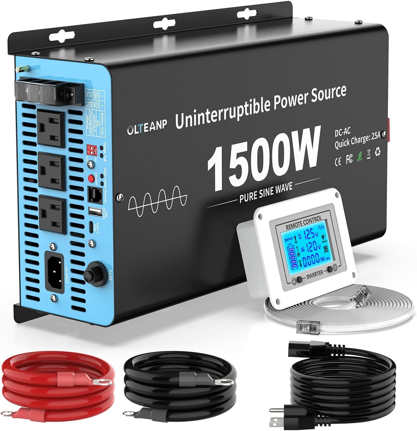 12V 1500W Sump Pump Battery Backup Inverter Charger Unit