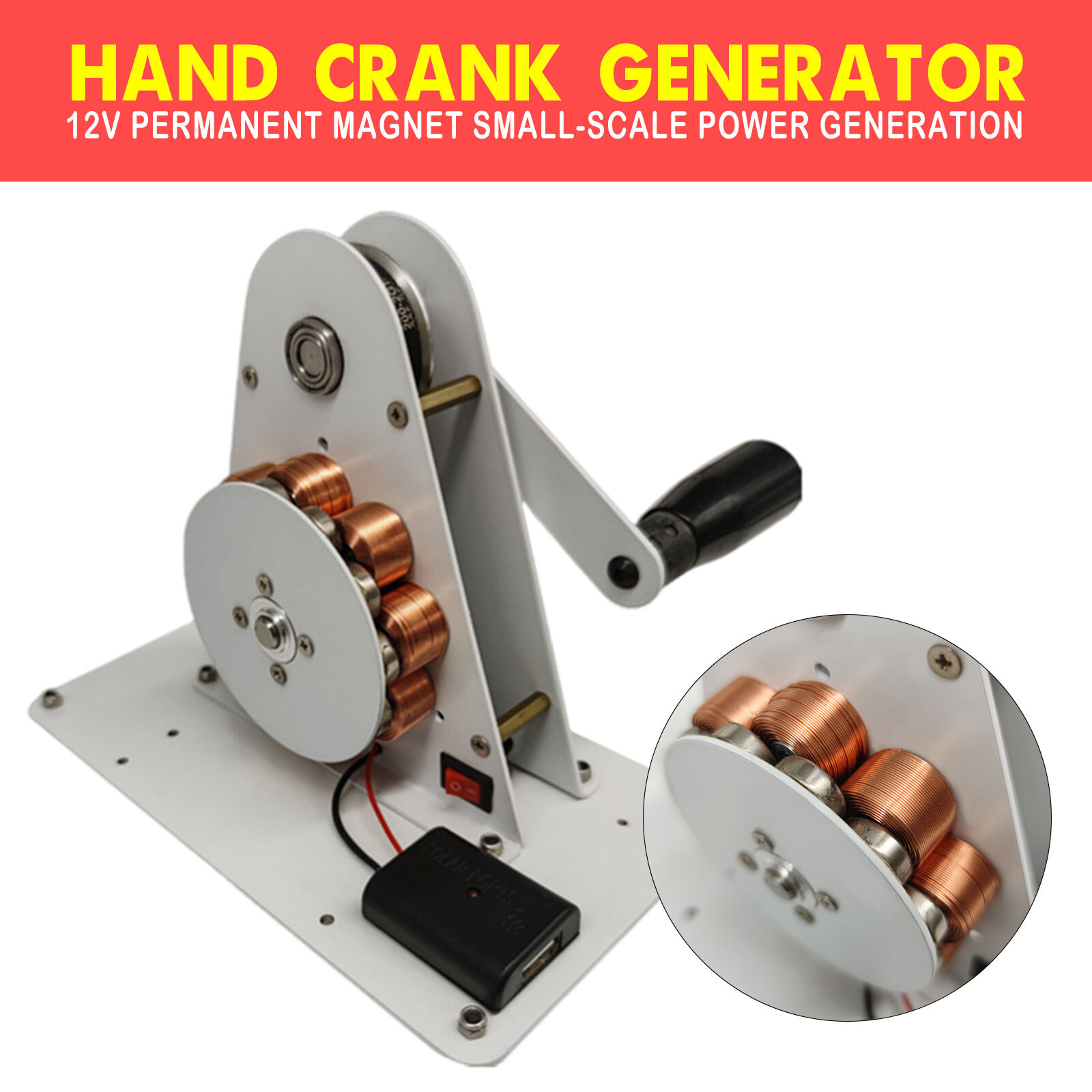 Portable Hand Crank Generator Outdoor Survival Emergency Manual Power Charger