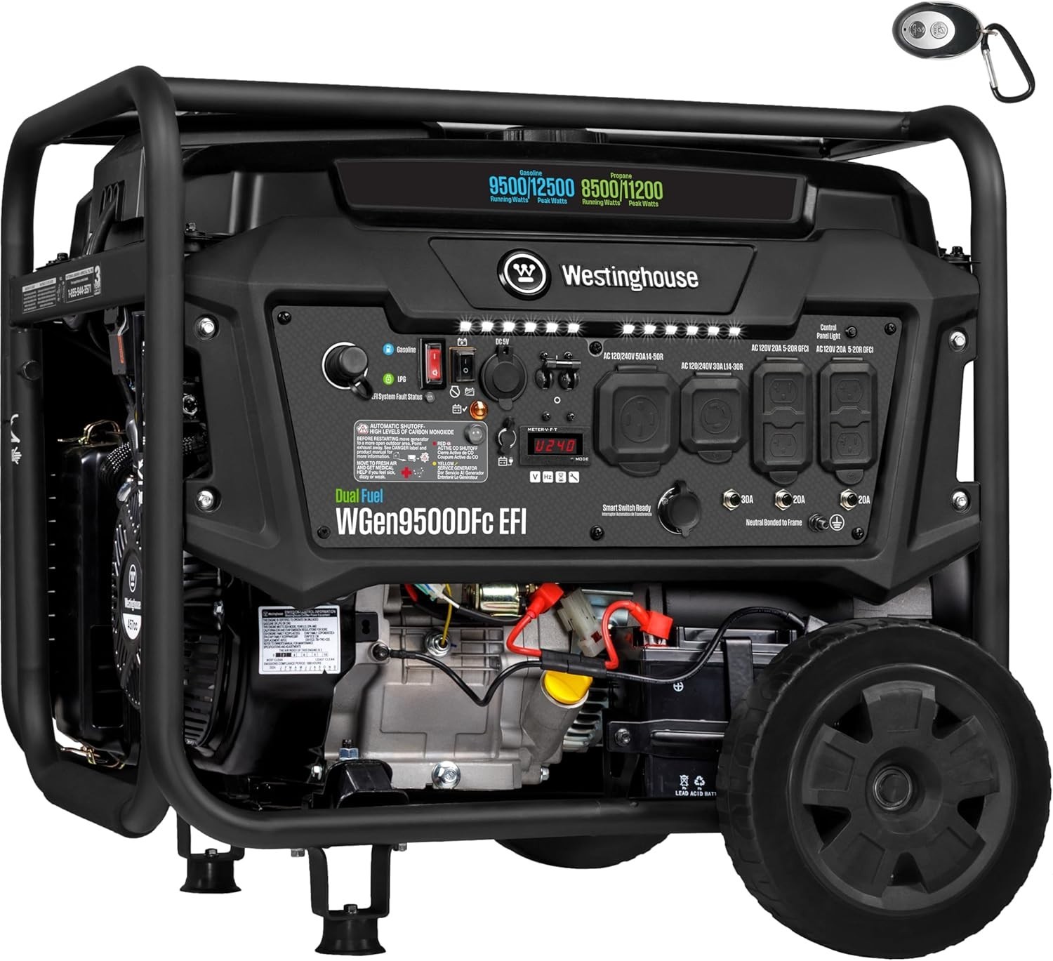 Westinghouse 12,500-W EFI Portable Tri-Fuel Home Backup Generator, Remote Start