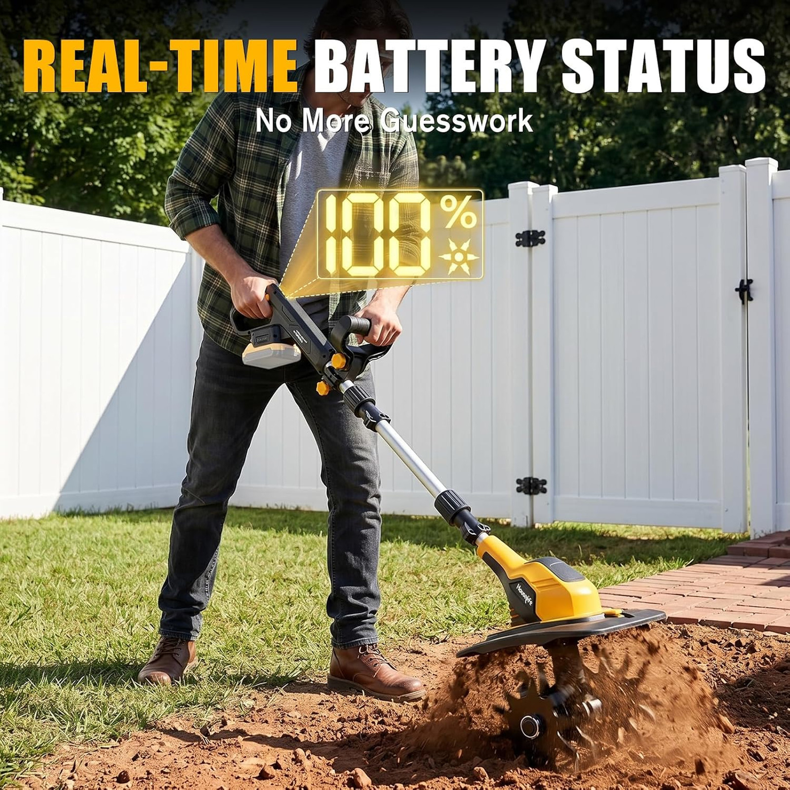 Cordless Tiller Cultivator Compatible with DeWalt 20V Battery (Tool Only