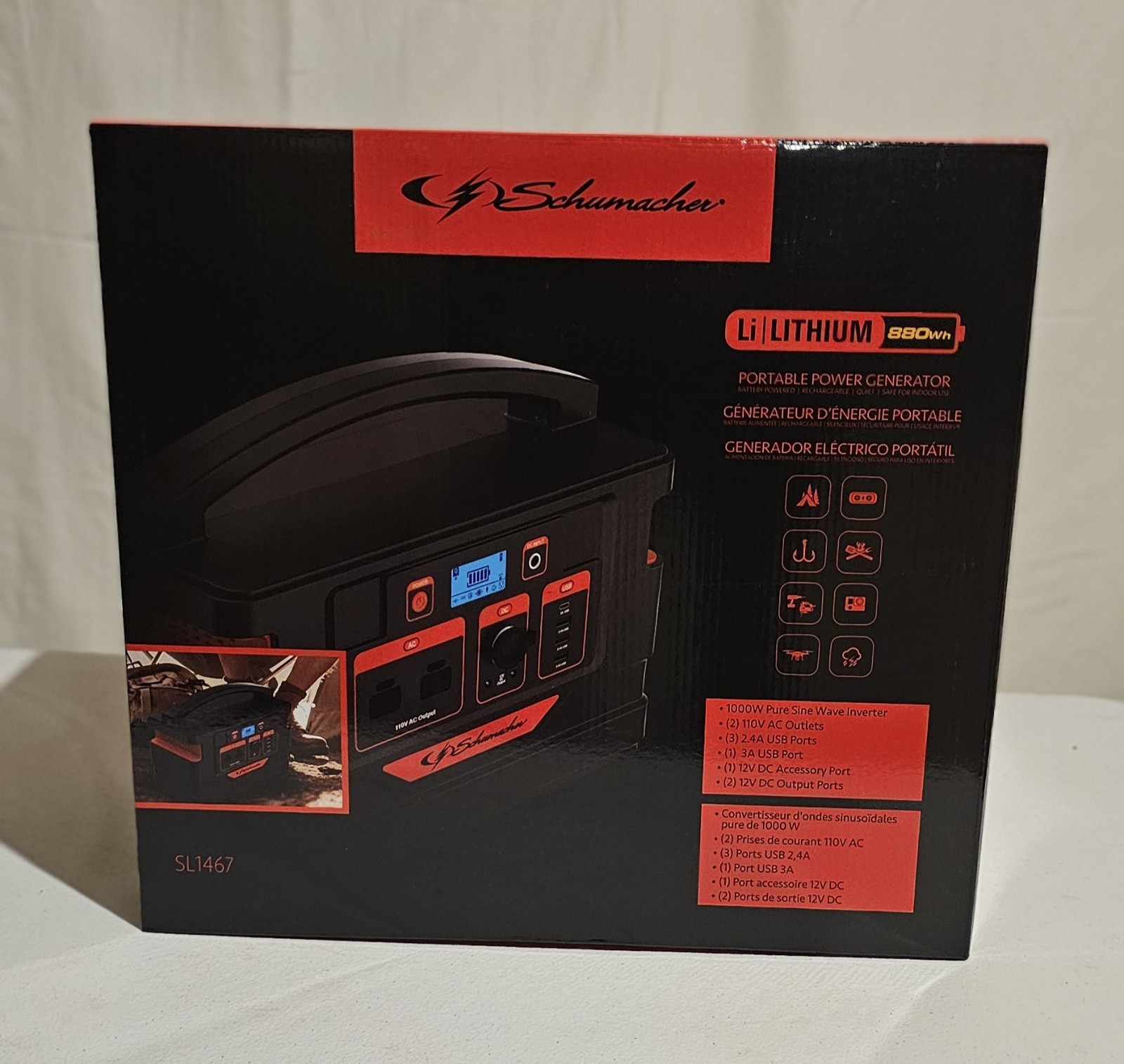 Schumacher SL1467 Electric Generator Portable Power 880W