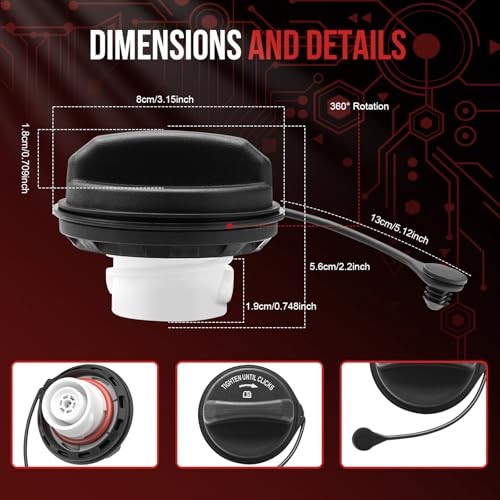 Gas Cap Fuel Cap FC1089 for 2004-2021 Ford F150-F600 Ranger Edge Escape Fusion