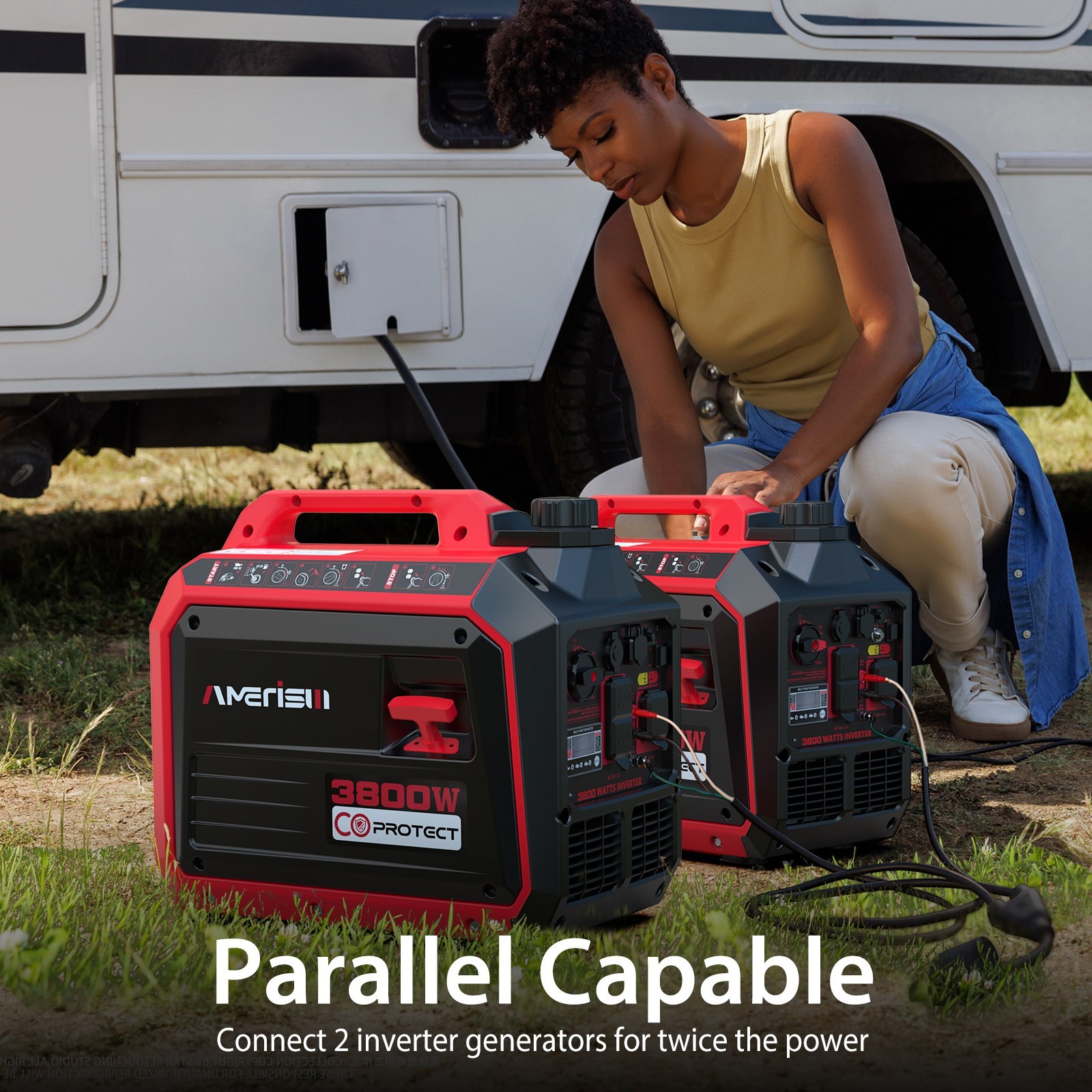 Amerisun 3800W Gas Inverter Generator, 149cc, USB Charging, 120V AC Output, RVs