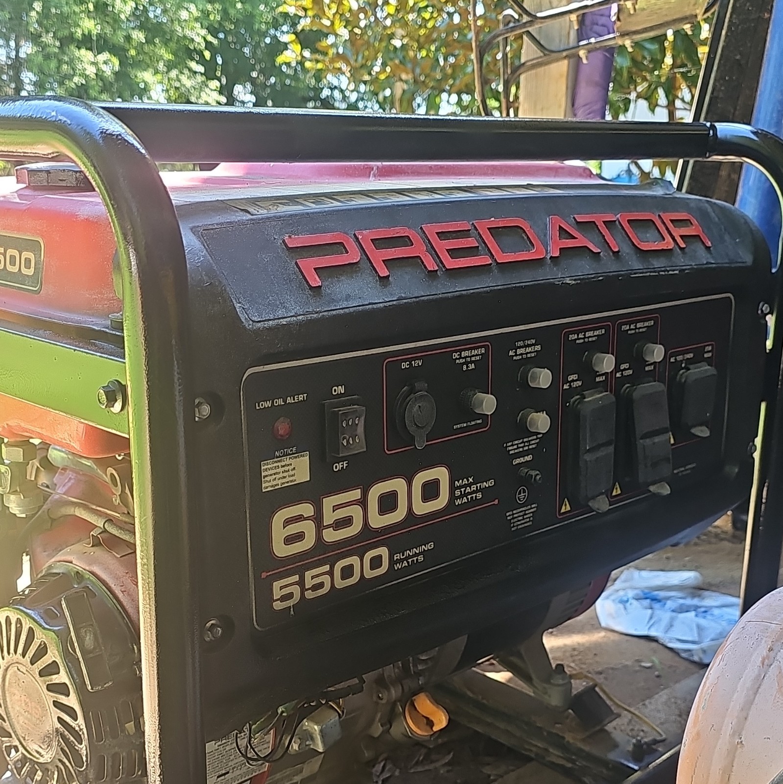 Predator 6500 Portable Power Generator 6500 Start/5500 Run Watts Home Backup