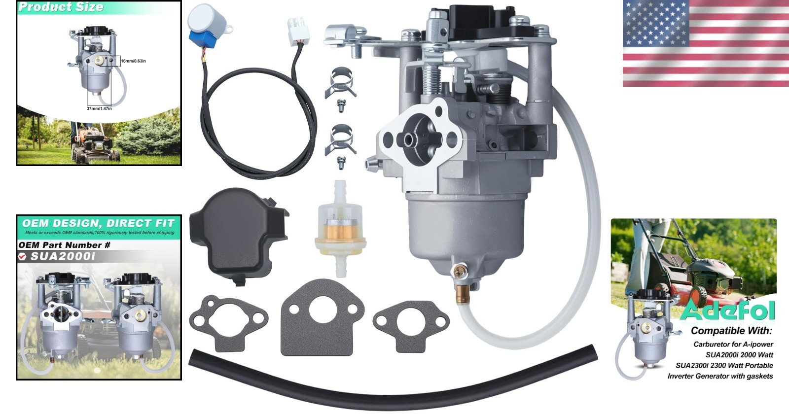 Carburetor Kit for A-iPower 2000W 2300W Portable Inverter Generator Engine Parts