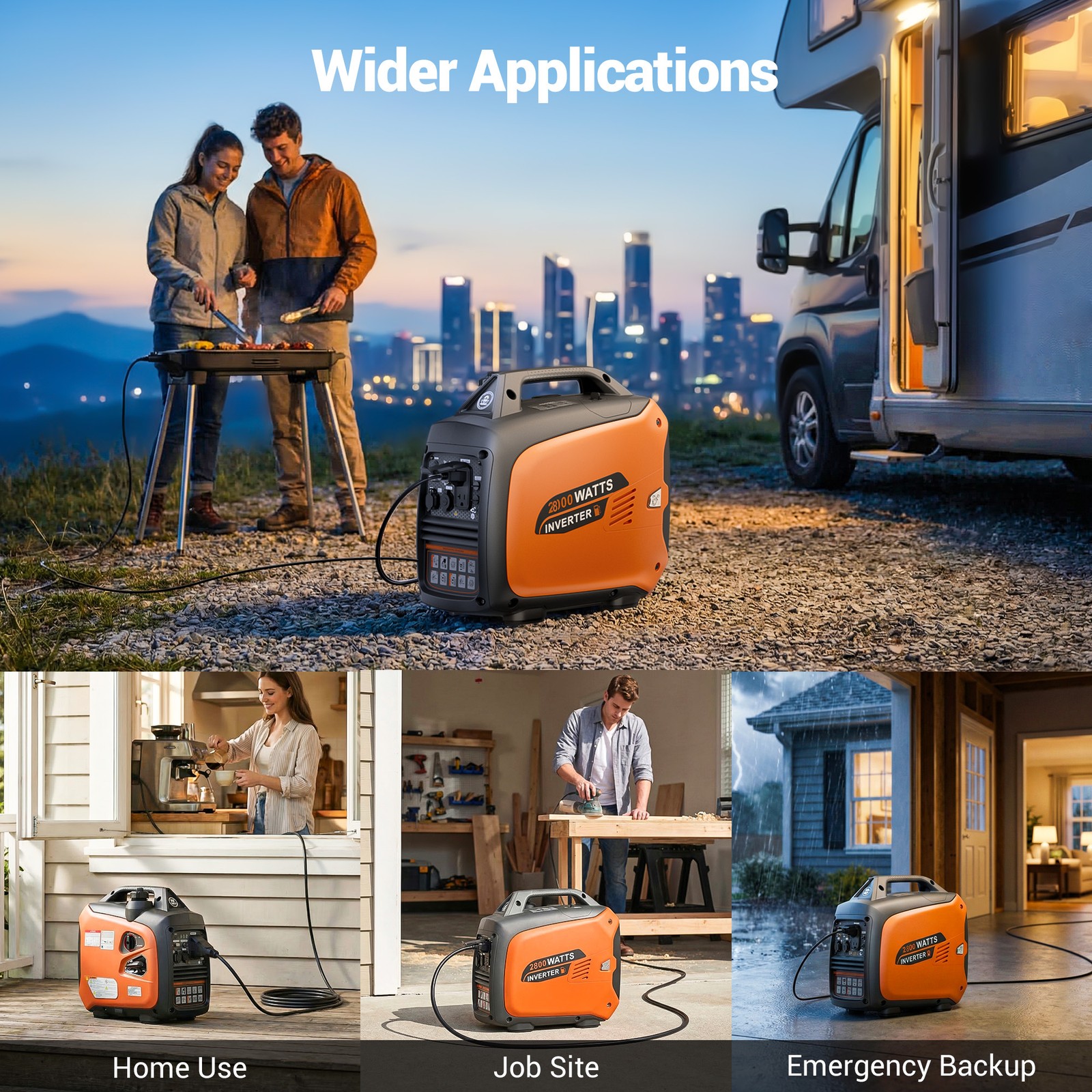 Mutaomay 2800W Quiet Inverter Generator Gas Portable Home Backup Construction