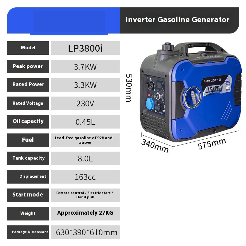 Gasoline Generator 220v Small Home Outdoor Camping Handheld Portable Inverter