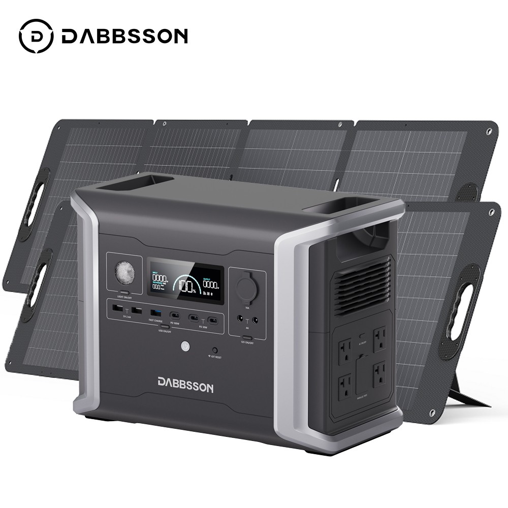 Dabbsson 1200W 1330Wh Power Station Portable with 2* 120W Foldable Solar Panel