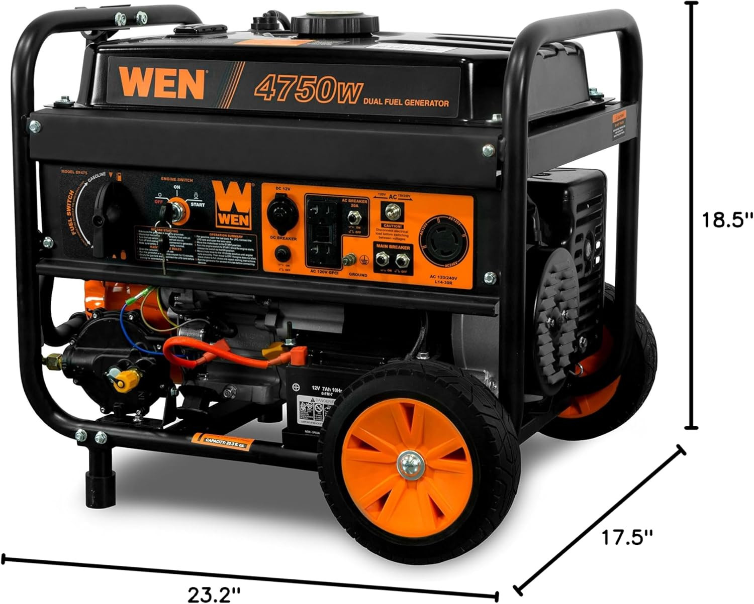 4,750-Watt 120V/240V Dual Fuel Portable Generator with Wheel Kit and Electric St