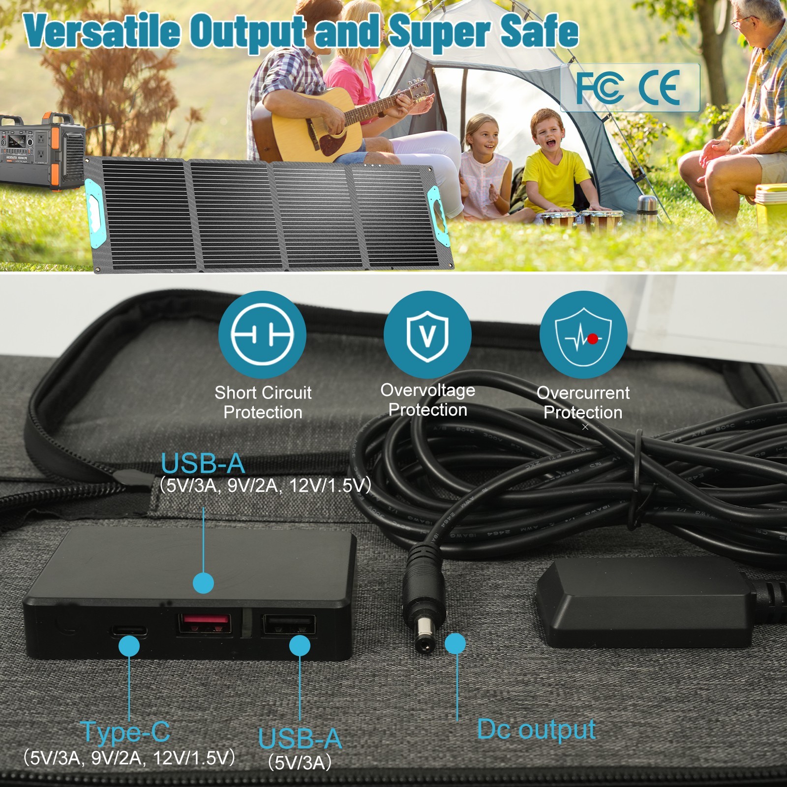 portable power station with solar panel fast charging wireless charging outdoor
