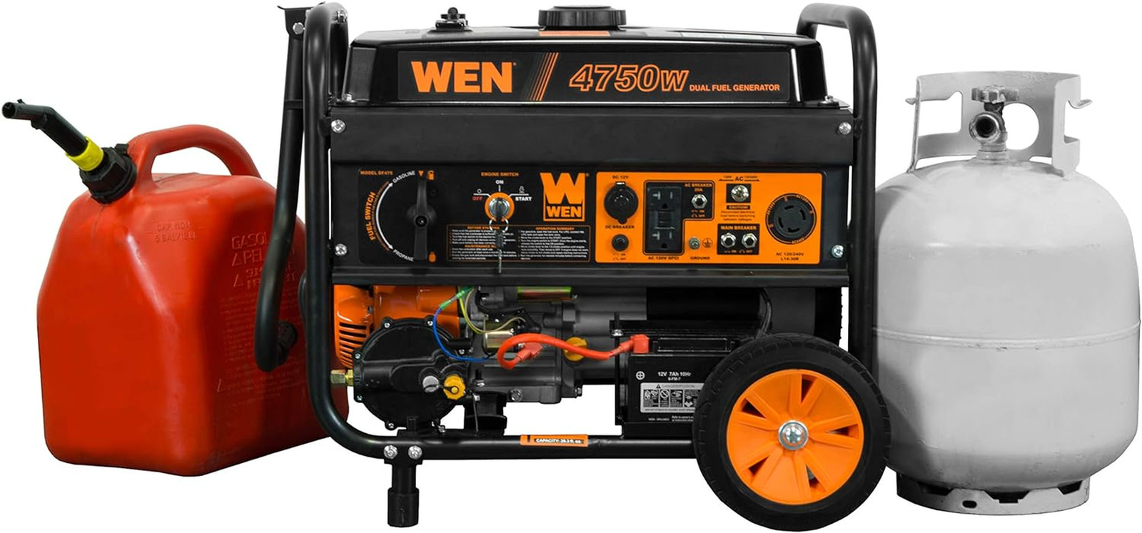 WEN 4,750-Watt 120V/240V Dual Fuel Portable Generator with Wheel Kit and Electri