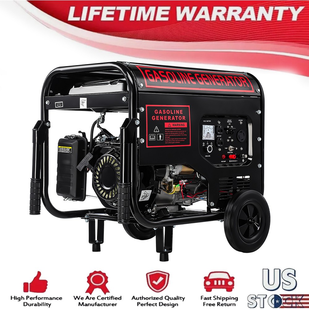 Gas Powered 5KW Portable Inverter Generator 110V+220V Home Backup Emergency 60Hz