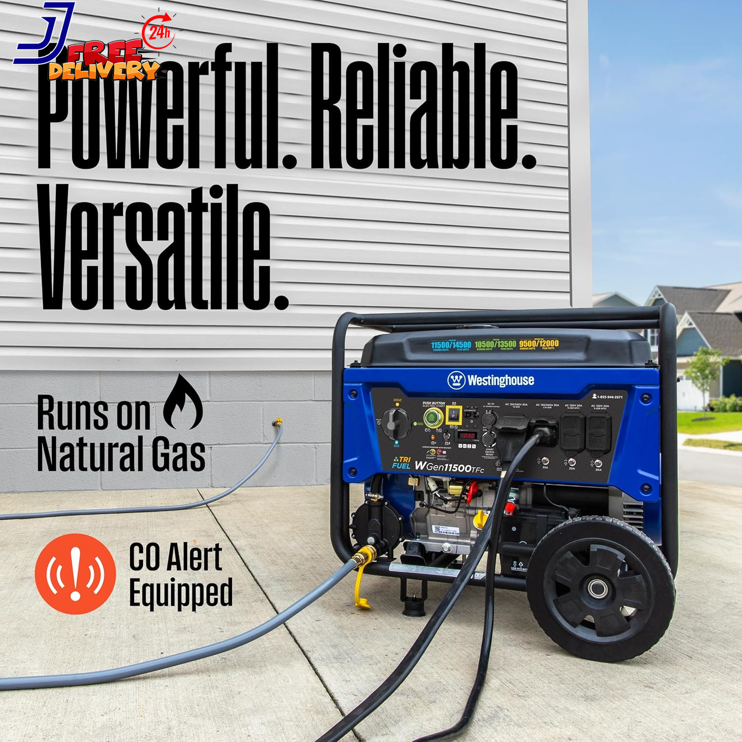 14500 Peak Watt Tri-Fuel Home Backup Portable Generator Remote Electric Start NE