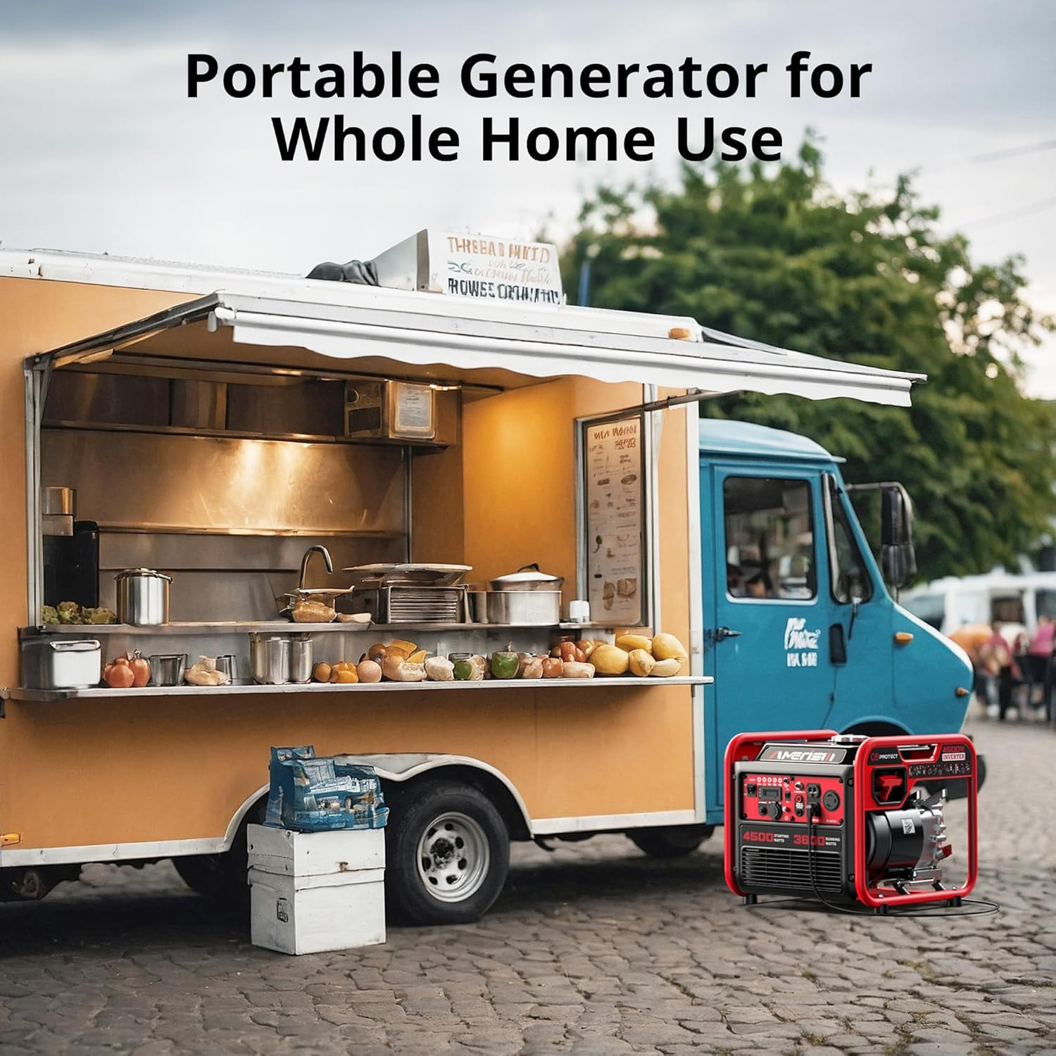 4500W Inverter Generator, Gas Powered 223Cc 4-Stroke Engine,Co Sensor & Parallel