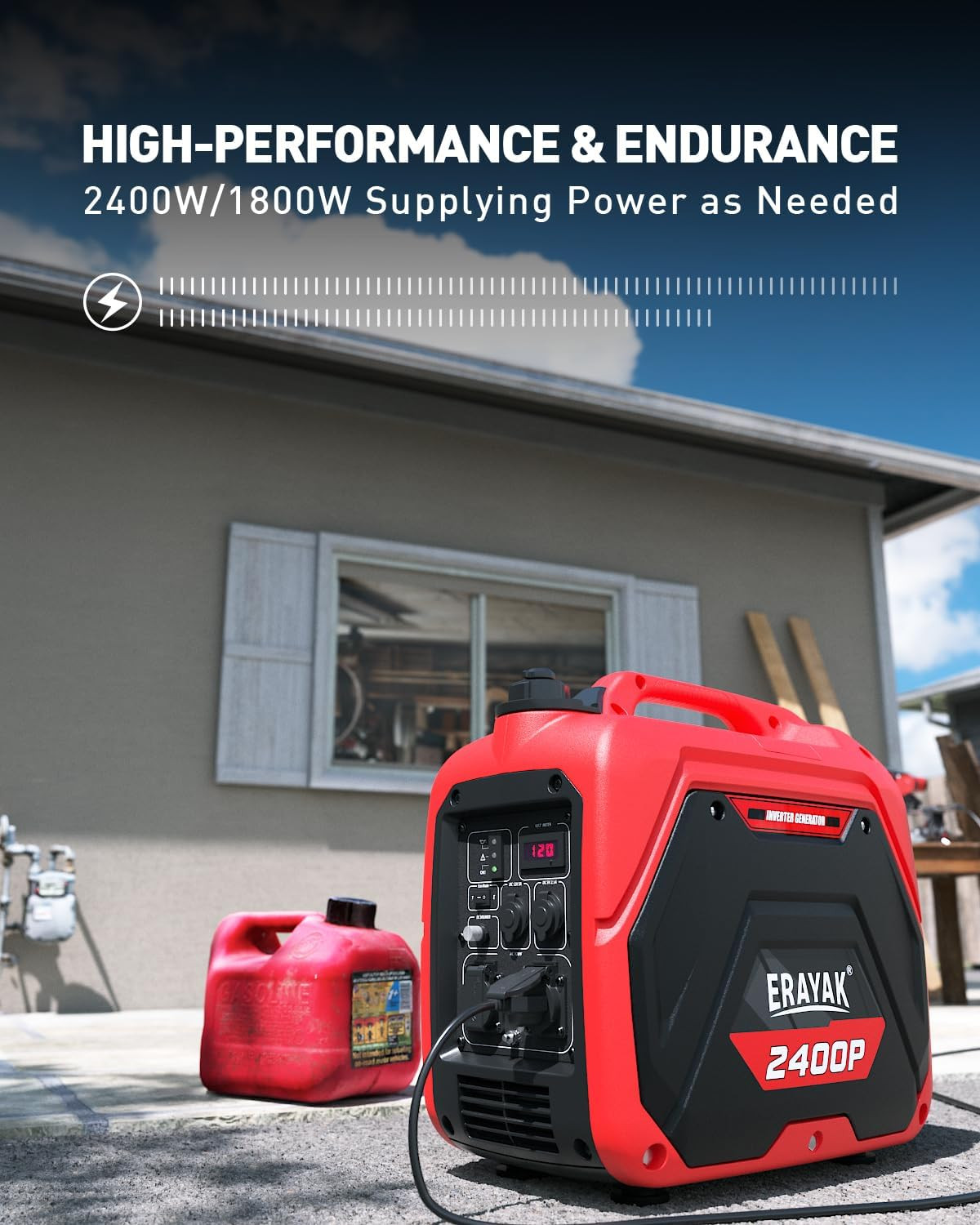 2400W Portable Inverter Generator for Home Use, Super Quiet Small Generator for