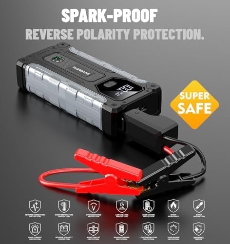 Arrancador Portatil 5000A Para Auto 12V 10L Gas 9L Diesel Bateria Luz Emergentes
