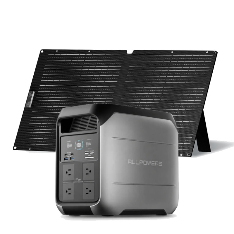 ALLPOWERS 1800W Portable Solar Generator Power Station + 100W Solar Panel Camp