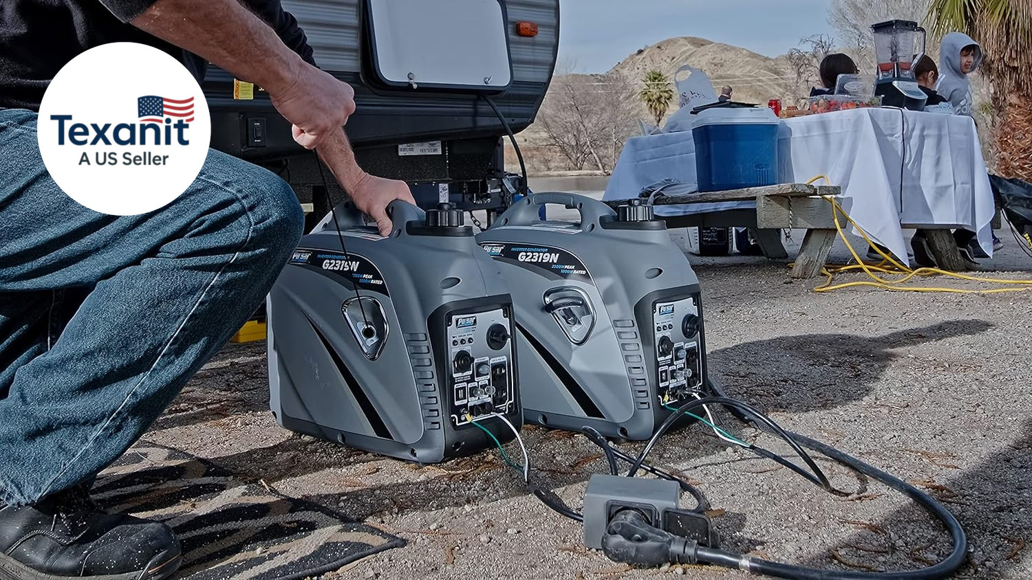 2,300W Portable Gas-Powered Quiet Inverter Generator with USB Outlet & Parallel