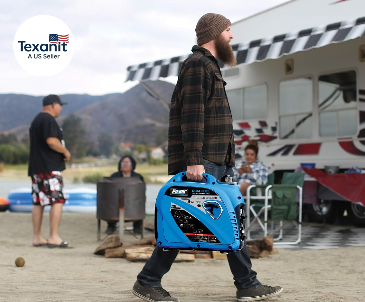 2,200W Portable Dual Fuel Quiet Inverter Generator with USB Outlet & Parallel Ca