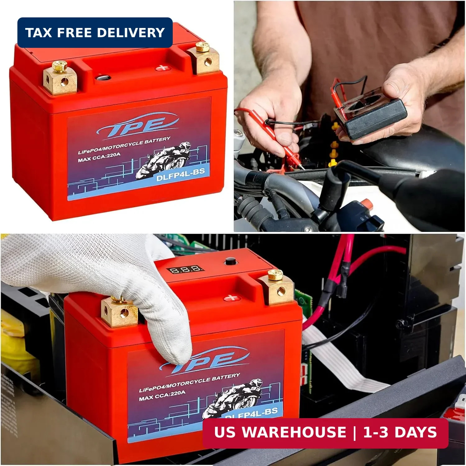 TPE Lithium Motorcycle Powersport Battery LiFePO4 Engine Start Battery 12.8V 2.5