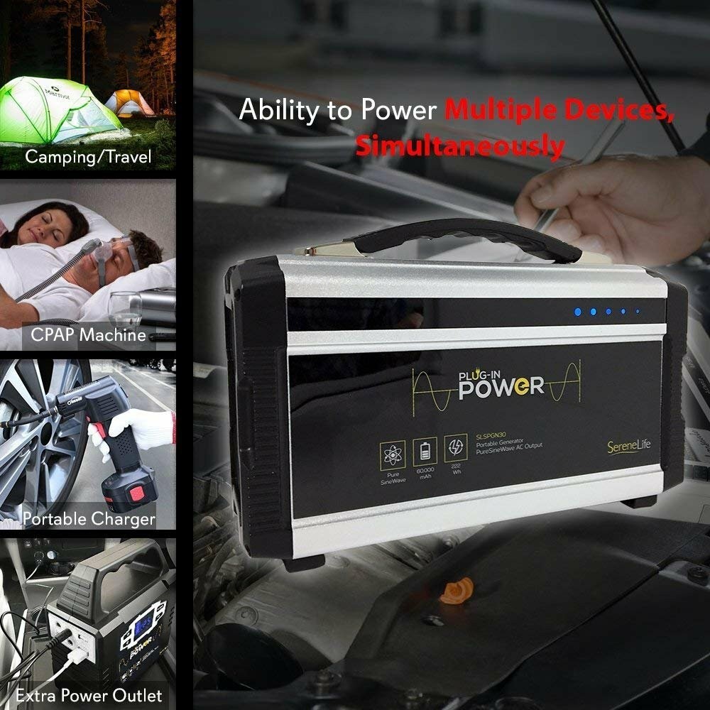 Serenelife Rechargeable Battery Portable Power Generator – 222-Watt Solar Panel