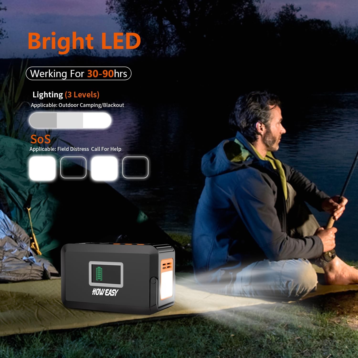 Portable Power Station,120W(240W Peak) Solar Generator,88Wh Orange