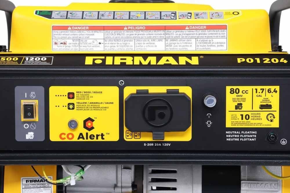 Firman 1500W Portable Gas Generator 1200W RV Camping Manual Start