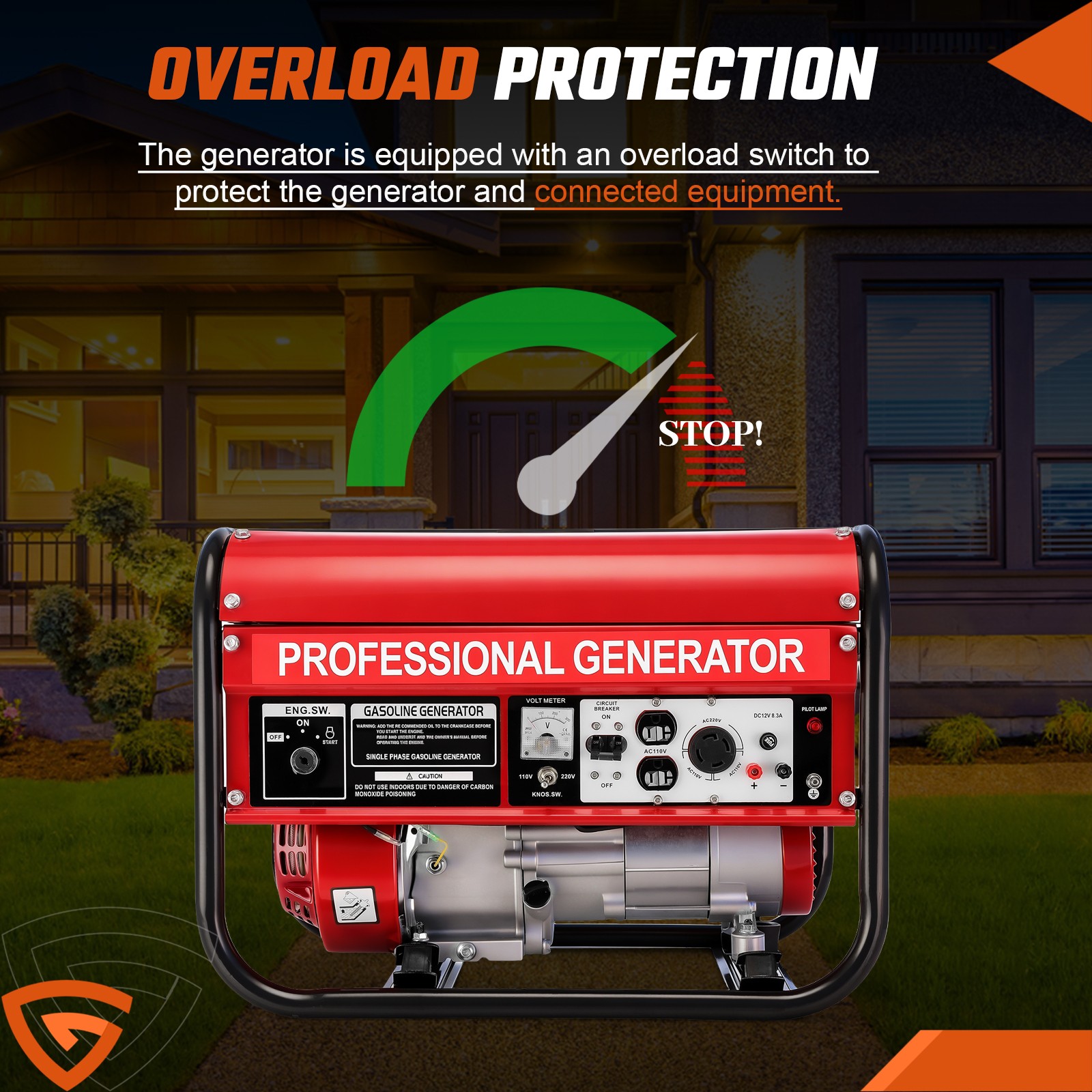 5000W Gas Inverter Generator Electric Start 110V+220V Generators Portable Quiet
