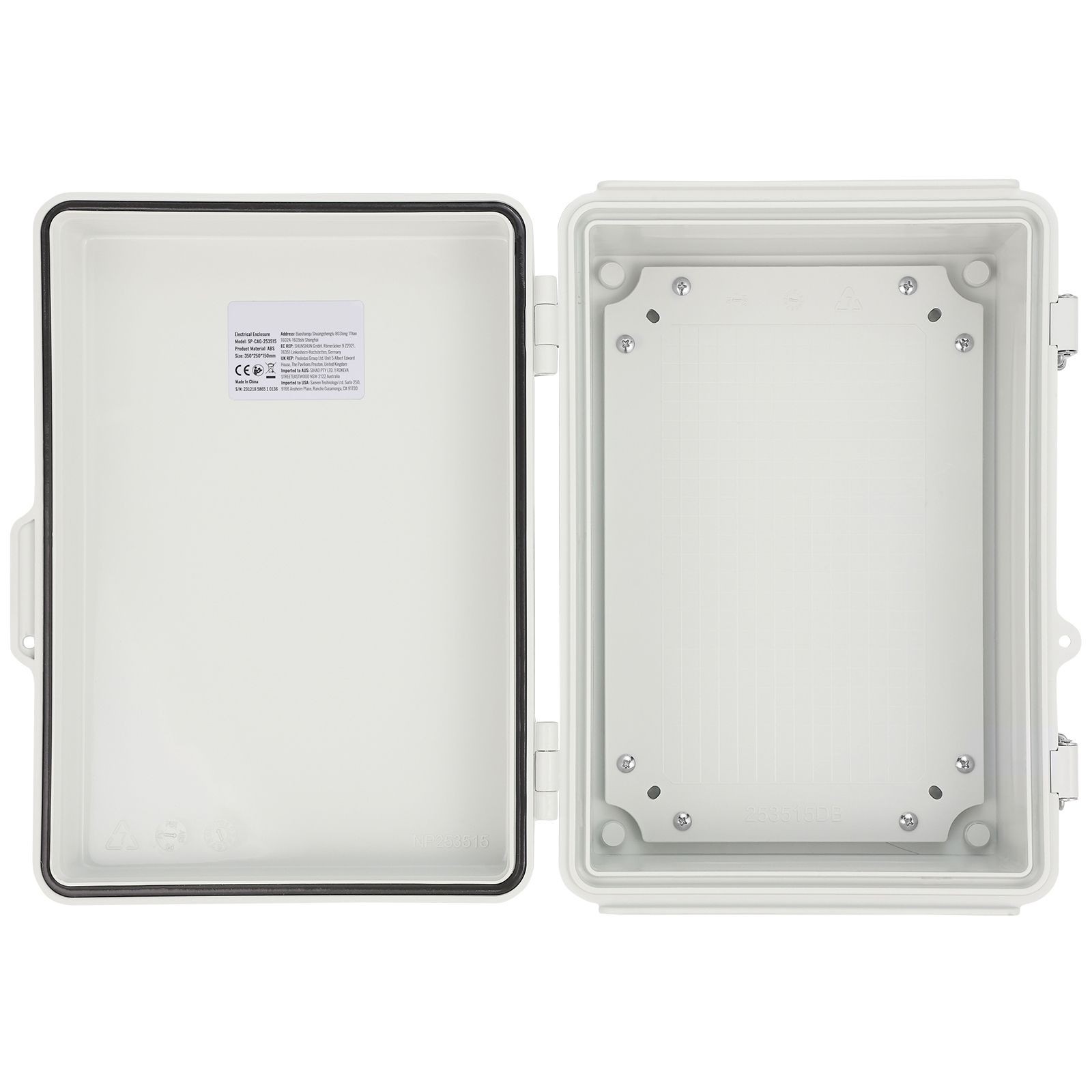 Outdoor Electrical Junction Box, 16.93 x 12.99 x 7.09 in, ABS Plastic Electrical