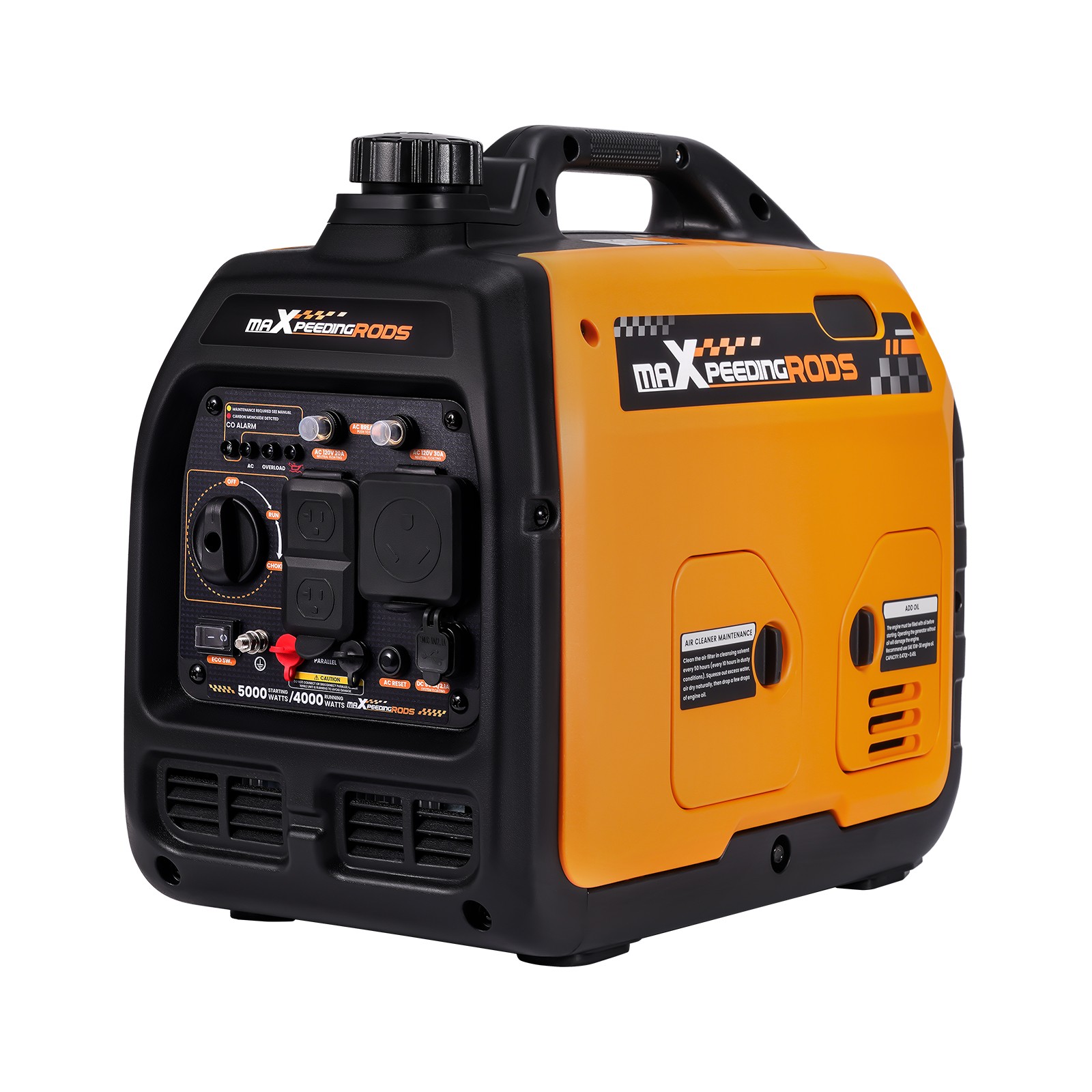 30A RV Outlet & 20A Duplex – 5000W Peak Gas Generator for Camping & Tailgating