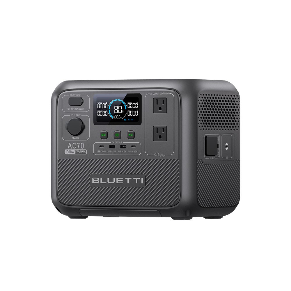 BLUETTI AC70 1000W 768Wh Portable Power Station Solar Generator for Camping Trip
