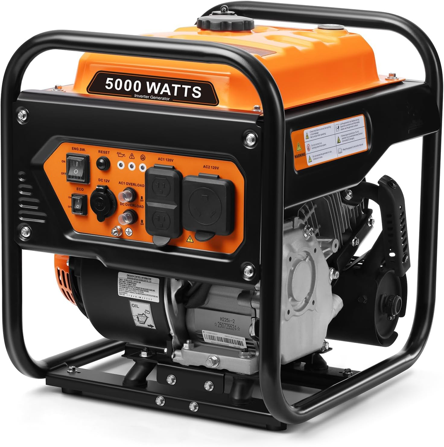 5000-Watts Portable Inverter Generator, Gas Generator for Home Backup, 30A Outle