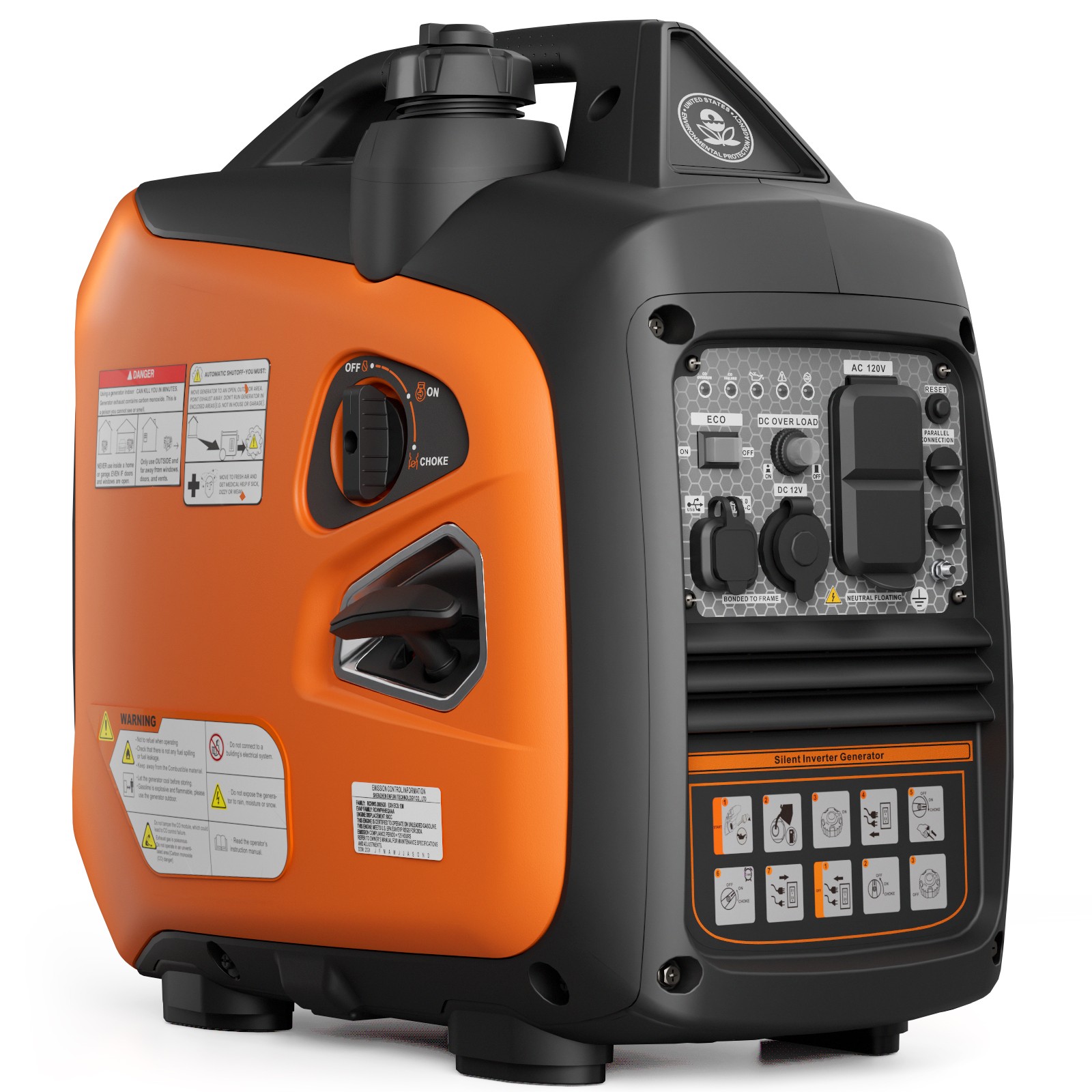 Mutaomay 2500W Quiet Generator Inverter Portable For Home Backup / Outdoor Party