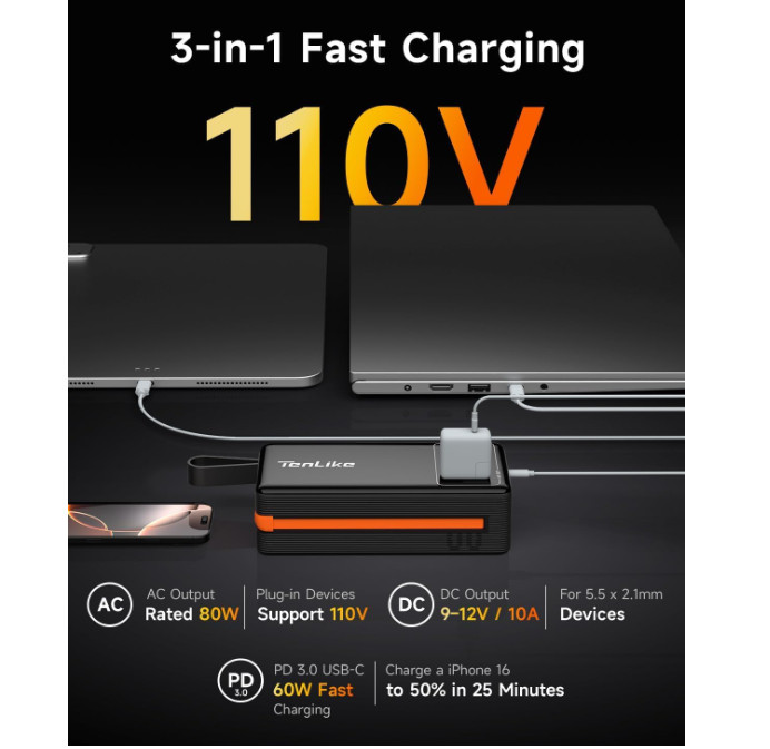 Generador mini portátil 99.9Wh AC Type-C 60W power bank emergencia hogar