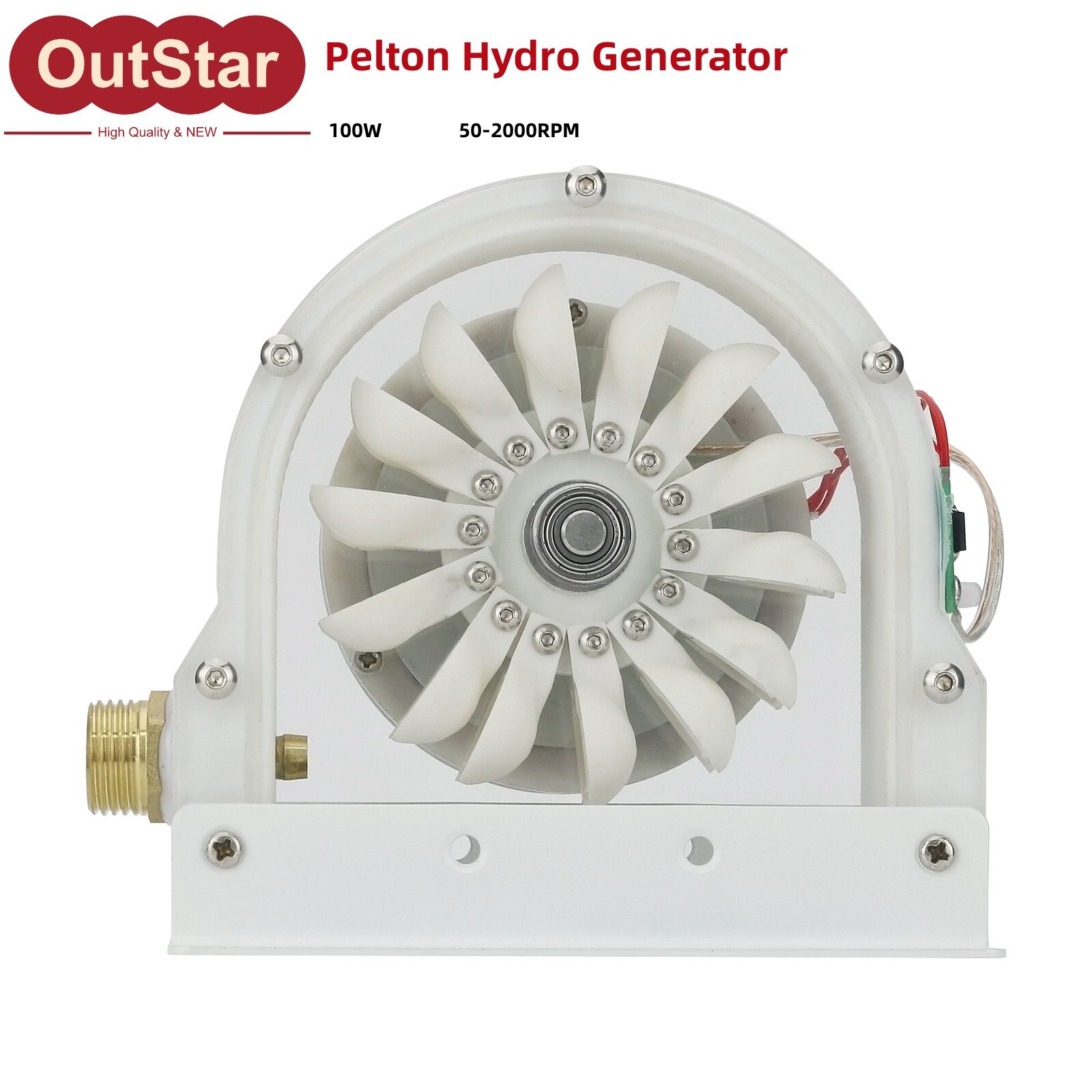 Pelton Hydro Generator 100W 50-2000RPM Impulse Hydroelectric Generator