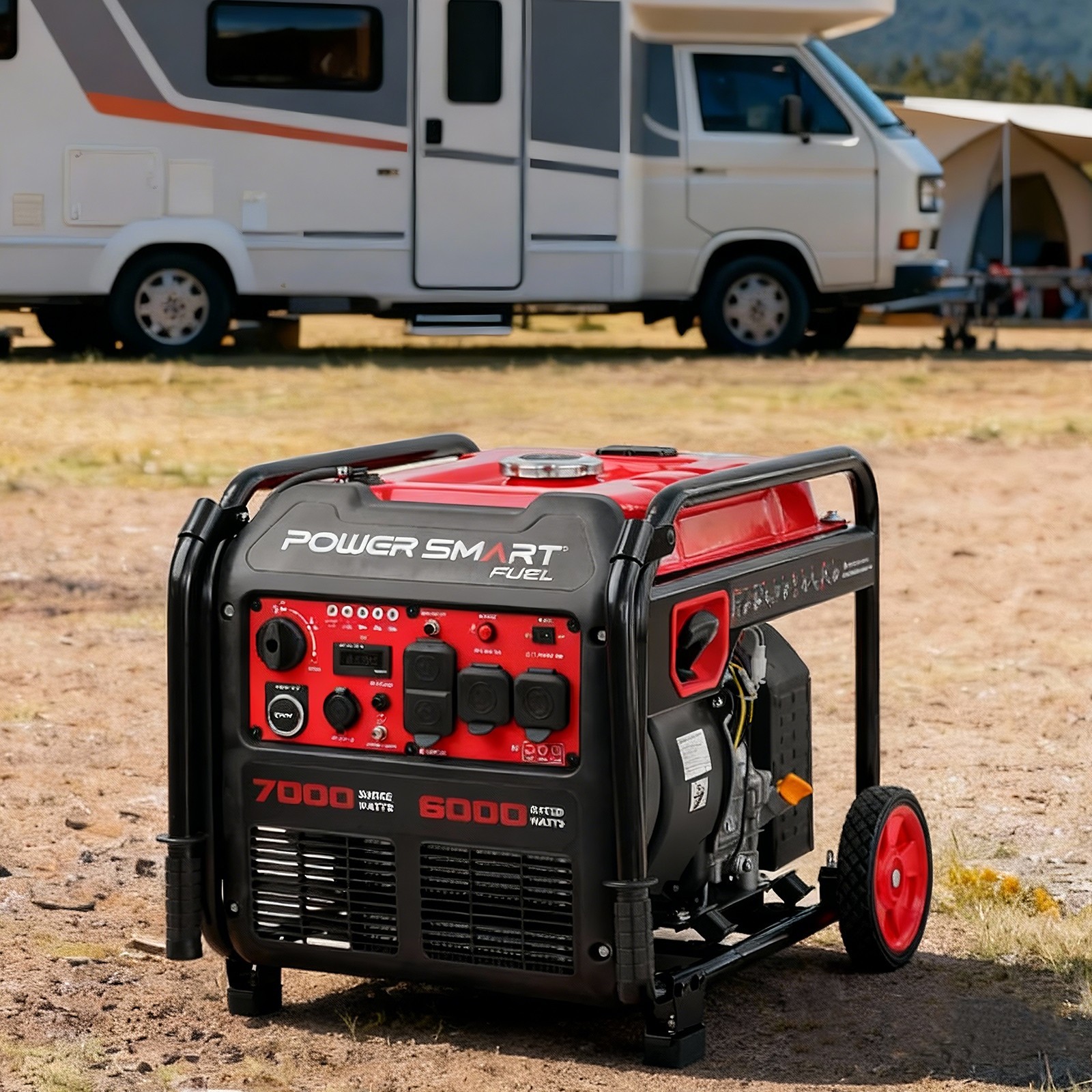 PowerSmart 7000W Open Frame Inverter Generator with Electric Start, Outdoor Use