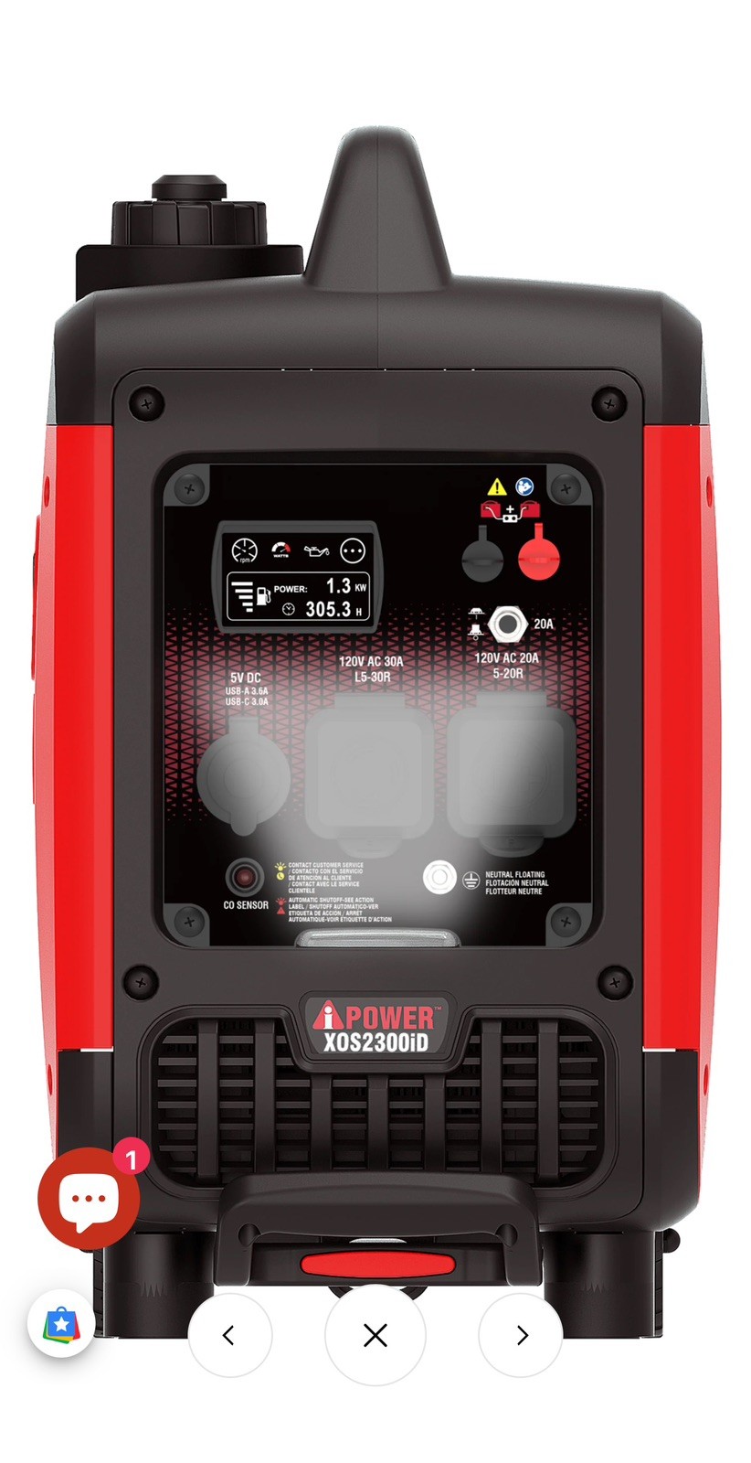 A-iPower Lightweight & Portable Inverter Generator XOS2300iD Dual Fuel Generator