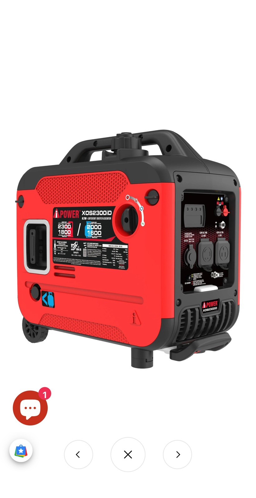 A-iPower Lightweight & Portable Inverter Generator XOS2300iD Dual Fuel Generator