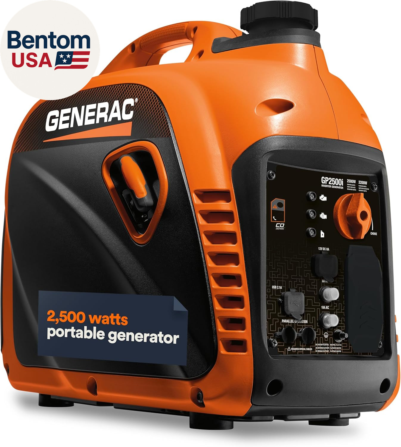 2,500-Watt Gas Powered Portable Inverter Generator – Lightweight and Compact Des