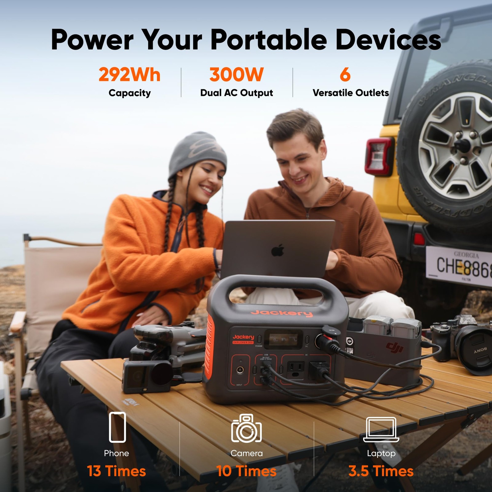 Jackery Portable Power Station Explorer 300, 9.1″L x 5.2″W x 7.8″H, E300