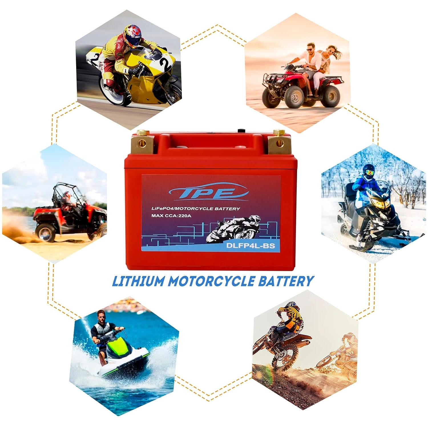 LiFePO4 Motorcycle Battery 12.8V 2.5Ah TPE Engine Start Lithium Motorcycle