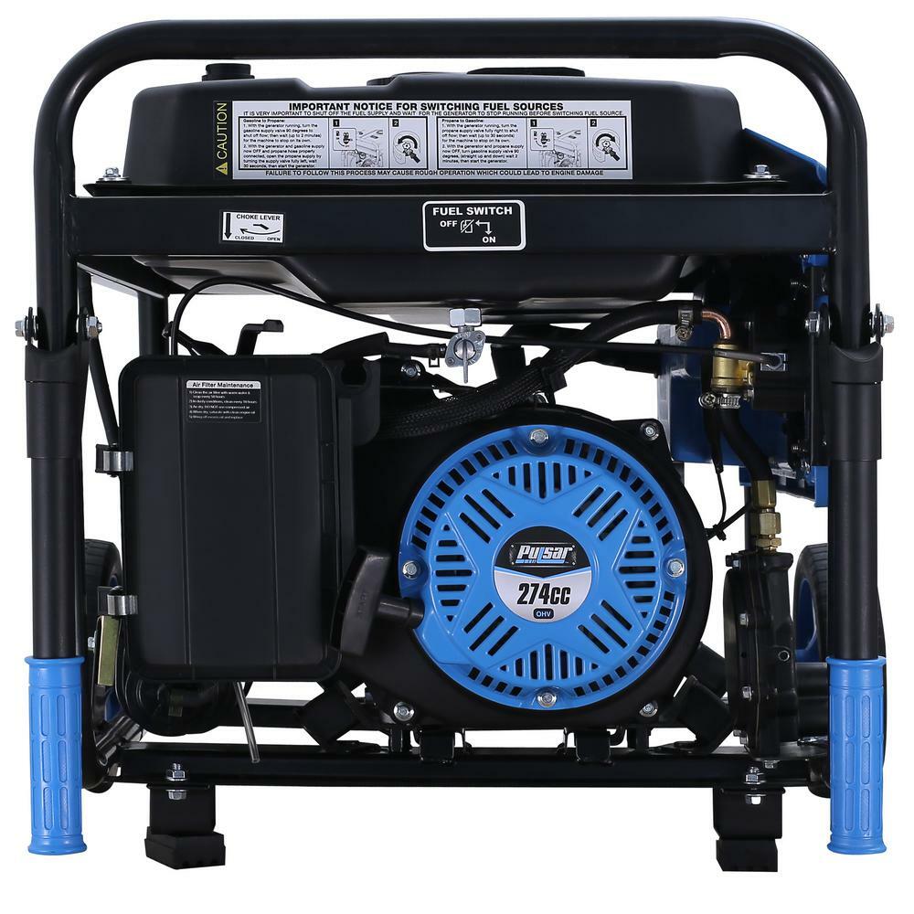 Pulsar 6,580-W Portable RV Ready Dual Fuel Gas Powered Generator with Wheel Kit