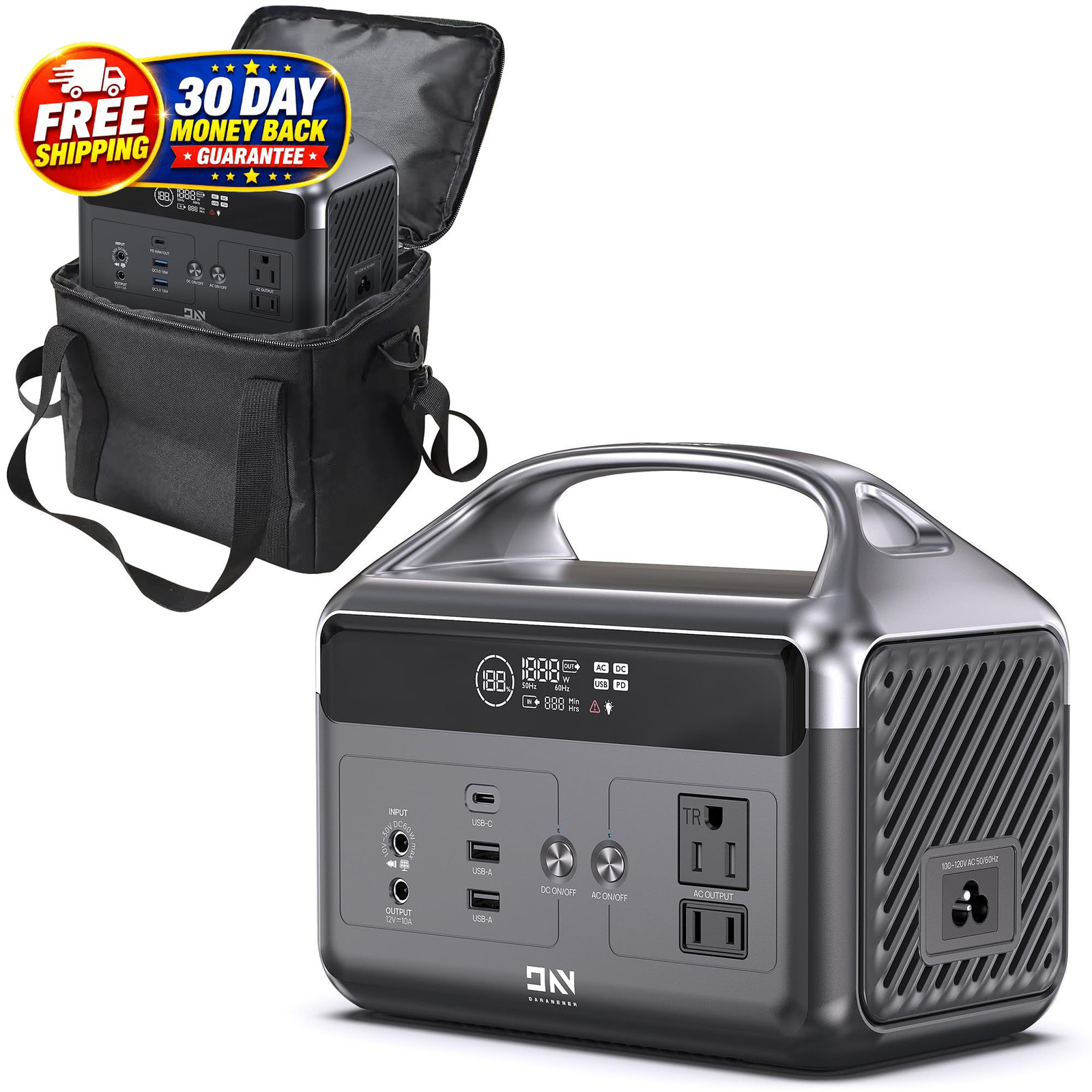 Portable Power Station 192Wh Lifepo4 Battery, Solar Generator with Storage Bag,