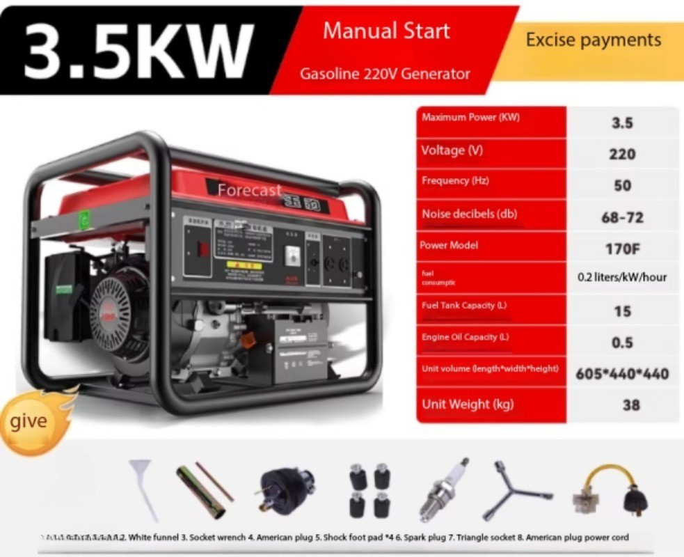 Gasoline Generator Outdoor Home Use Small Pure Copper Generator Set 220V/380V