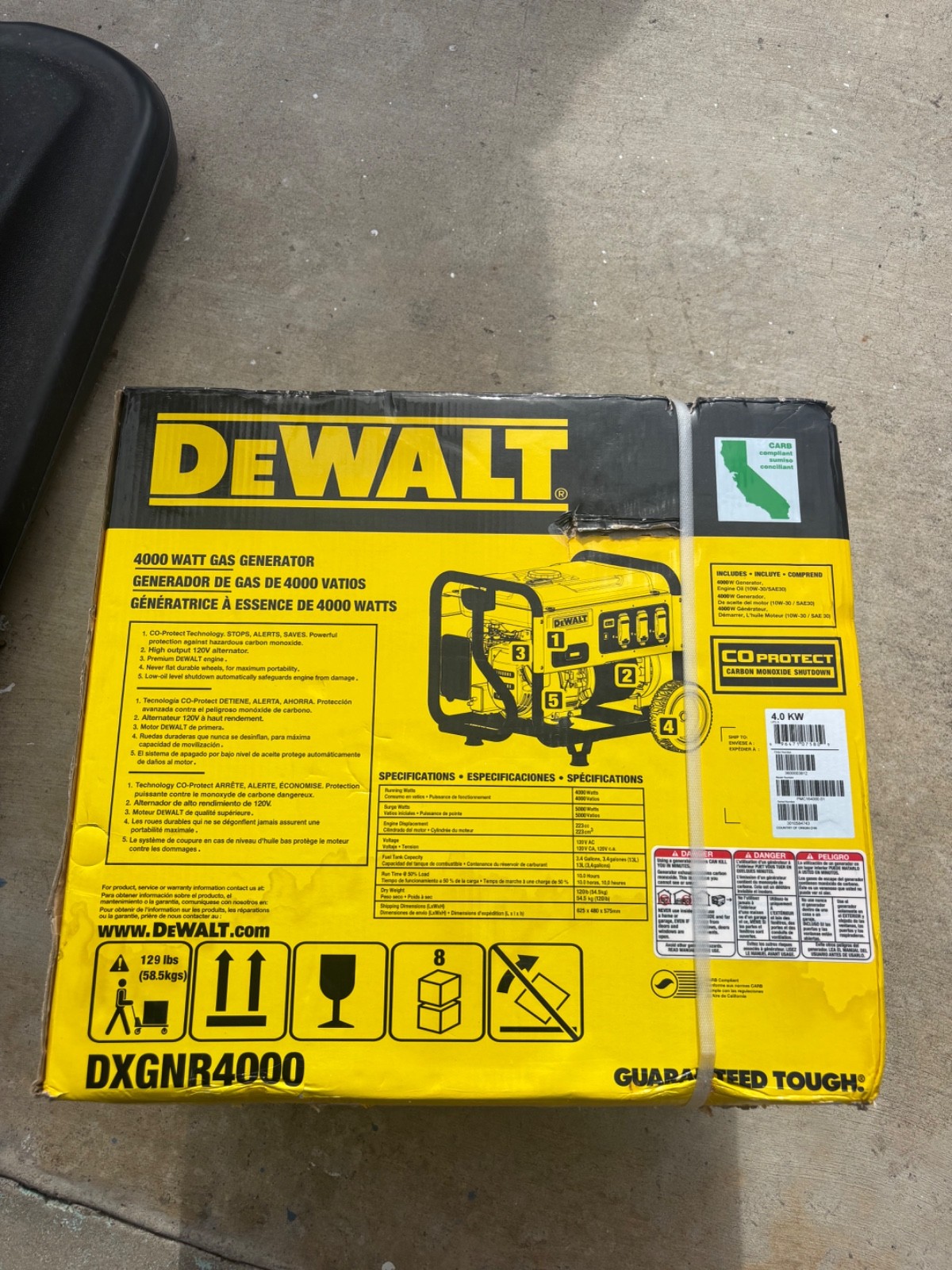 DEWALT DXGNR4000 Portable Gasoline Generator 4000W 5000W Yellow/Black Metal