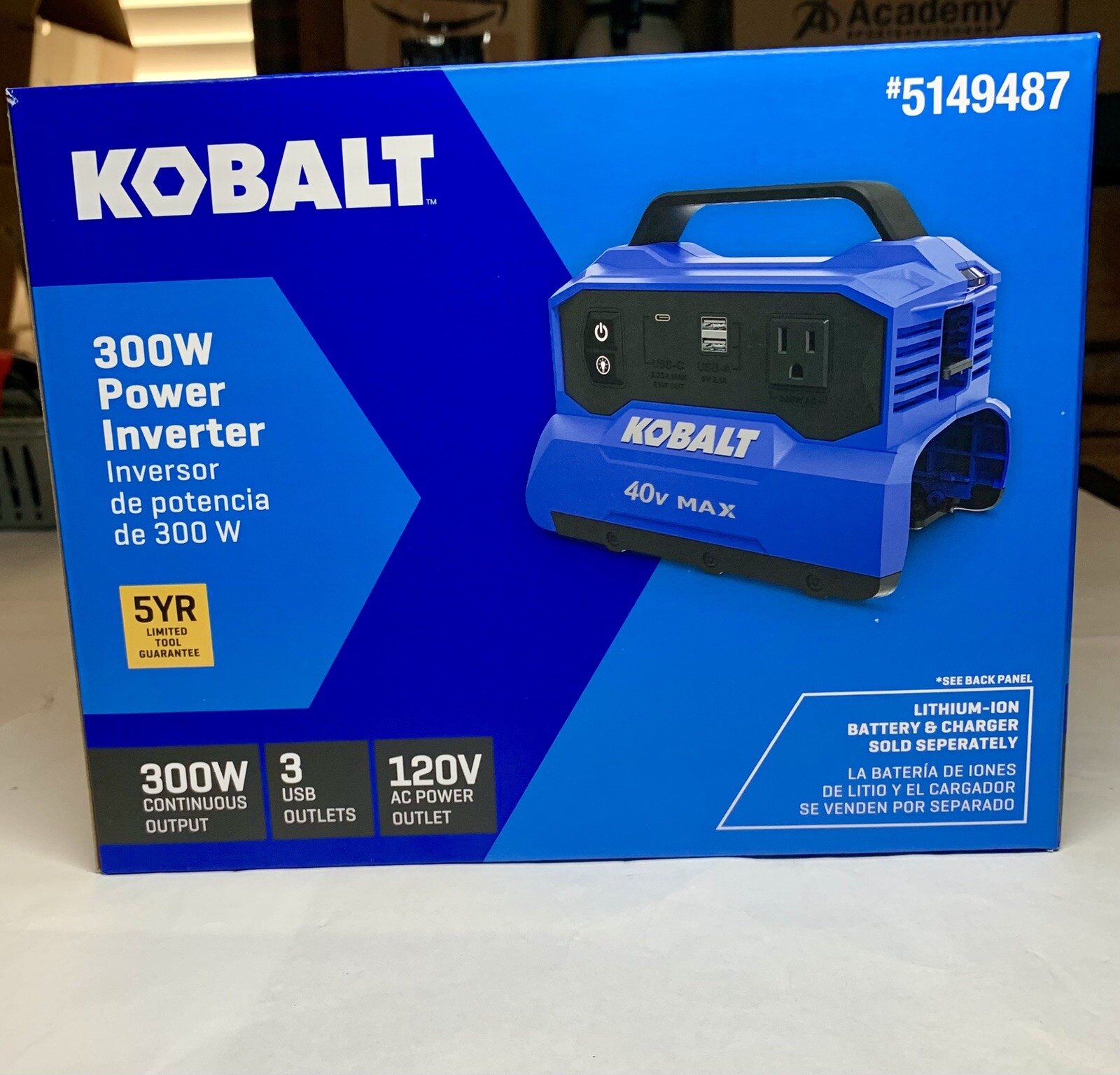 Kobalt 5149487 40V Max 300-Watt Portable Power Inverter – Tool Only