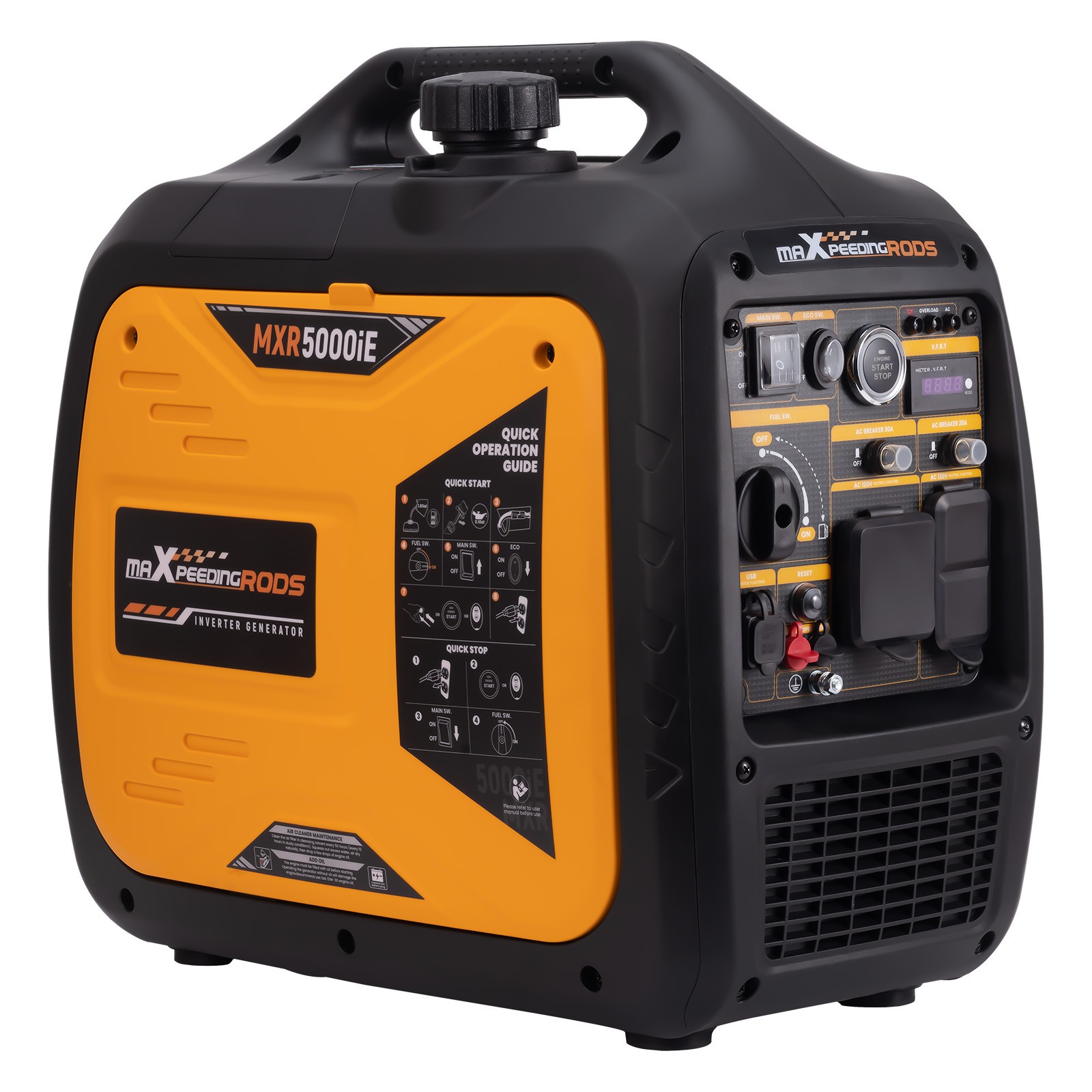 Quiet Portable Generator 3800W Running Power USB Outlets Electric/Remote Start