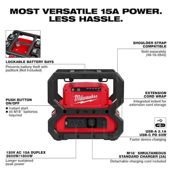 Milwaukee M18 2845-20 M18 CARRY-ON 3600W/1800W Power Supply (Tool Only, New)