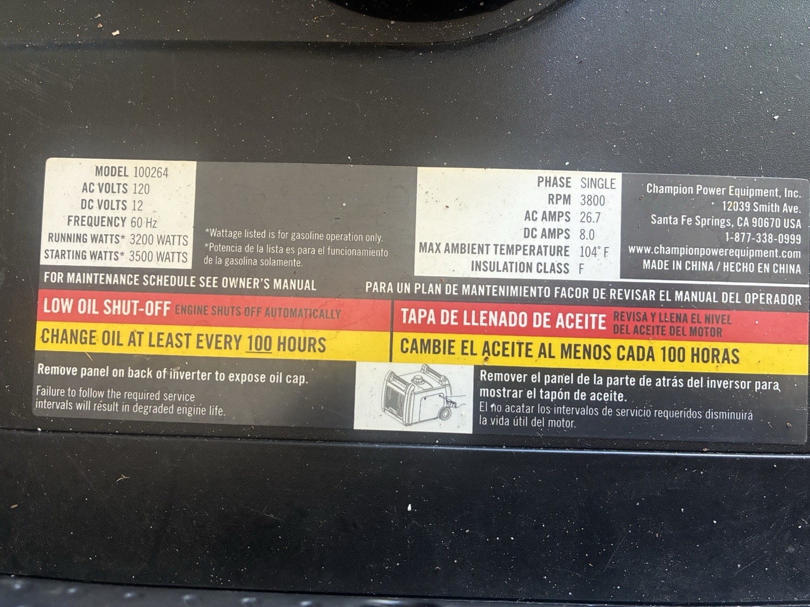 Used/Reliable Champion 100263 3400Watt Dual Fuel Inverter Generator